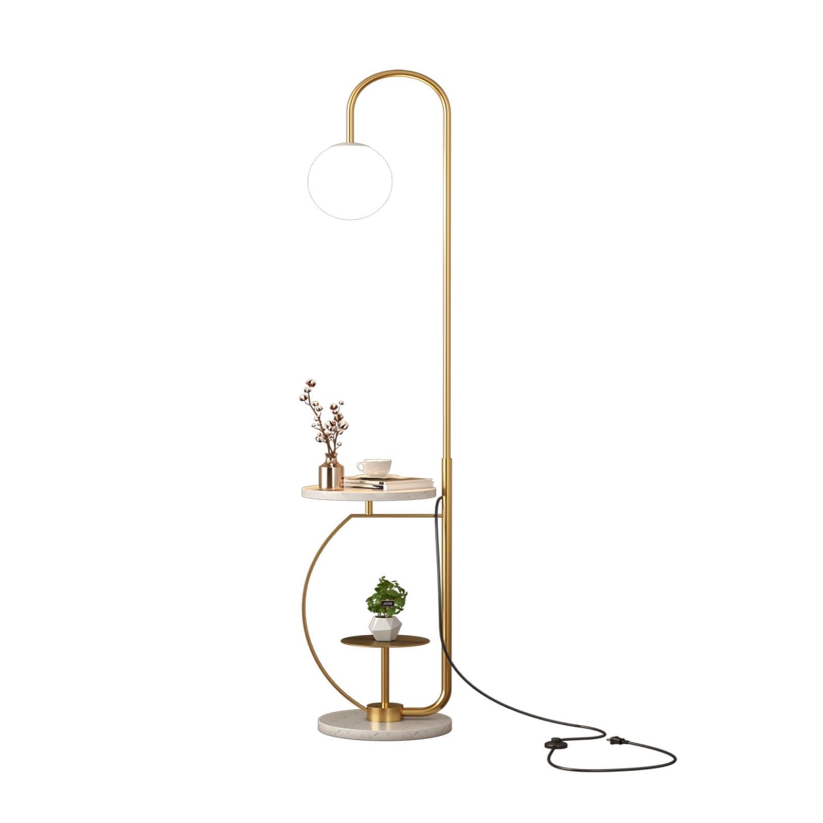 Z4T8M2K6G5 Tall Standing Lamp Floor Lamp with Table for Living Room with Wireless Charging Station, 3-Color LED Bulb