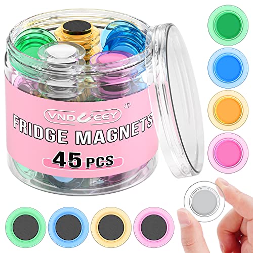 VNDUEEY 45 Pcs Whiteboard Magnets, Round Fridge Magnets Refrigerator Magnets, Dry Board Magnets Decor, Mini Magnets Teacher Supplies for School, Home, Office (Assorted Color, 3cm/1.18 inch)