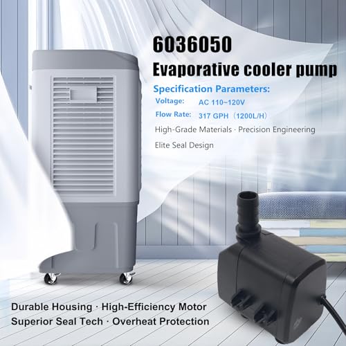 Image of 6036050 Evaporative Coolers Pump Ultra Quiet with Dry Burning Protection,Pump Fit for Models: MC37A,MC37M,MC37V,MFC3600,3100CFM