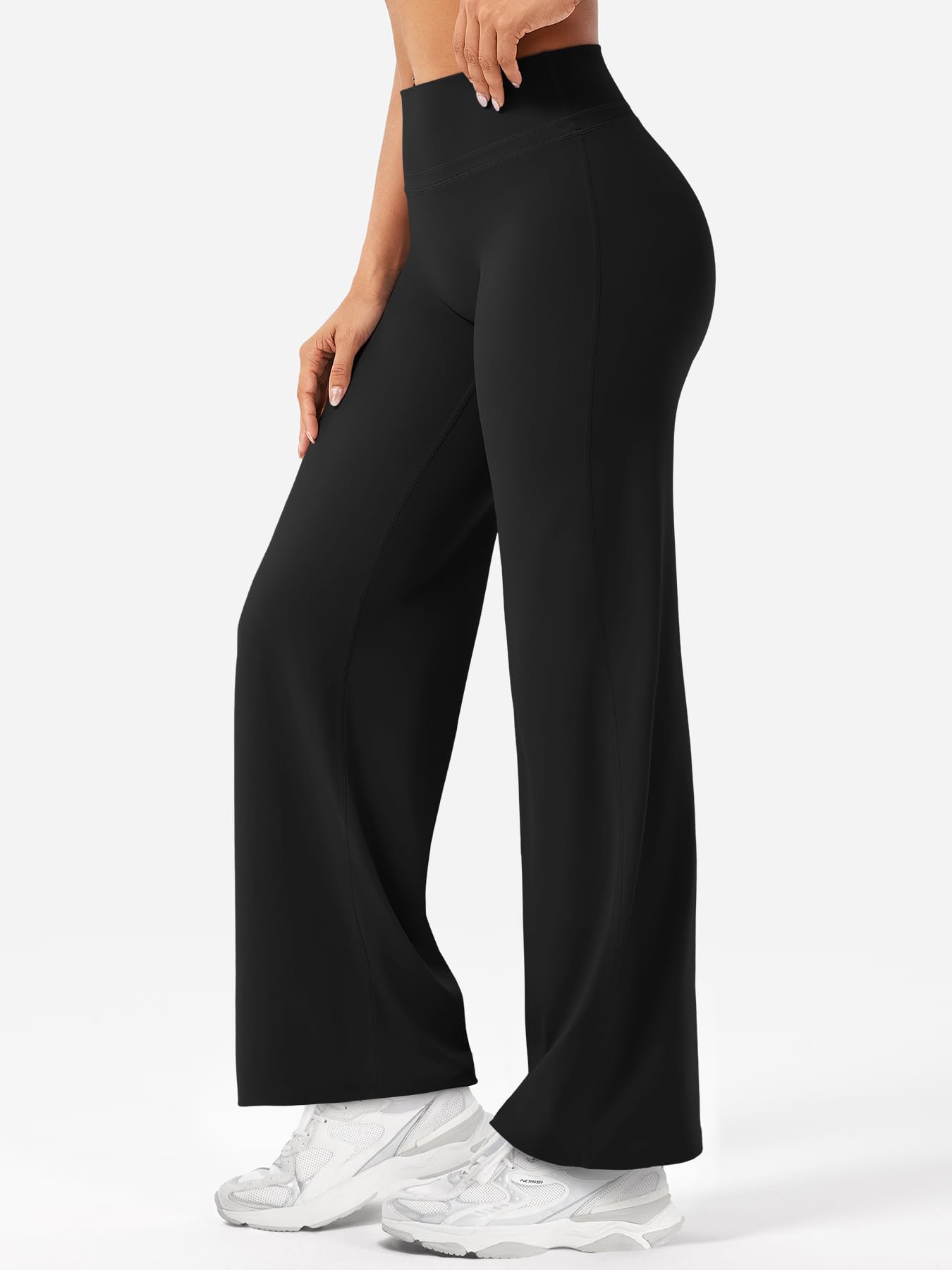 YEOREO Leggings dritti da donna, invisibili, a vita alta, senza cuciture anteriori, pantaloni da yoga, opachi, elastici, svasati, morbidi e senza cuciture