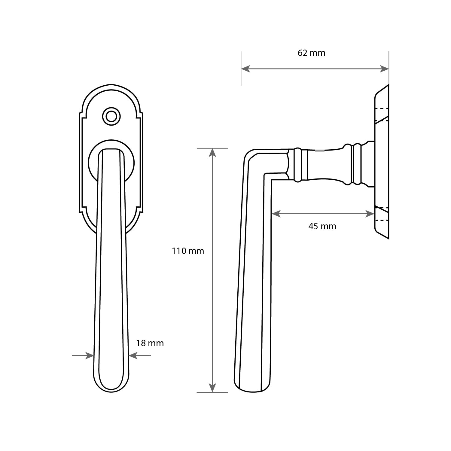 Ventano Fenstergriff Fensterbeschlag Fensterolive – Modell “Schmalenberg A“ in Messing antik | mit integrierter Rasterung