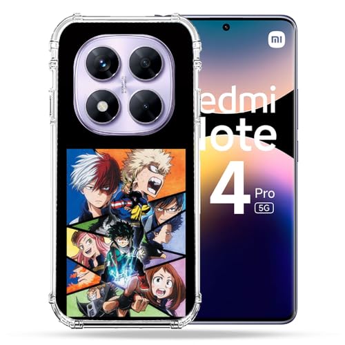 Cokitec - Carcasa Reforzada para Xiaomi Redmi Note 14 Pro 5G Manga My Hero Academia, Color Negro