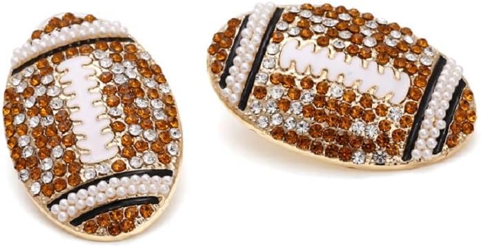 Football Earrings for Women, Beaded Football Stud Earrings for Womens, Cubic Zirconia Football Sports Ear Studs, Cute Football Jewelry -s Funny Earrings - Image 2