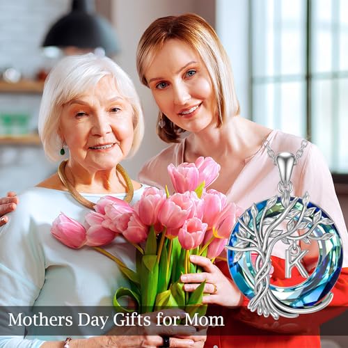 TOUPOP Tree of Life Necklace for Women 925 Sterling Initial A-Z Letter Pendant Family Tree Crystal Jewelry Birthday Anniversary Christmas Gifts for Her Mom Wife Girlfriend Daughter2