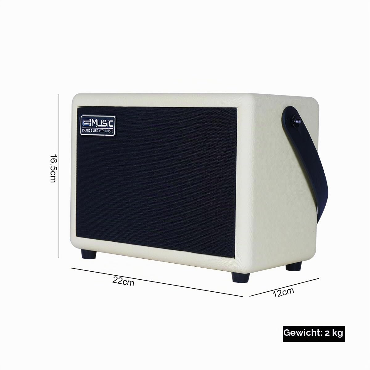 COOLMUSIC Einzigartiger 10G 10W Kabelloser Wiederaufladbarer E-Gitarrenverstärker mit Bluetooth 5.0, Verzerrungseffekte, Tragbarer Übungsverstärker für Zuhause und Musikparty