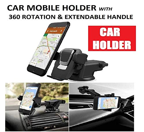 Image of SEVAM Car Universal Mobile Holder for Car with One Touch Technology or Windshield /Dashboard Phone Stand for Car, Extendable Arm, Strong Suction Base Mobile Stand /Car Mount