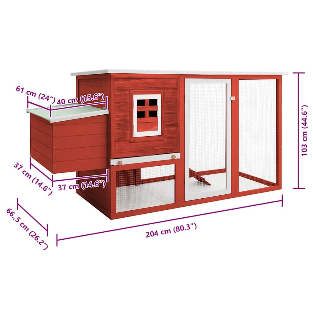 Gallinero exterior de madera de pino con techo verde impermeable, jaula de gallinas de madera roja, pajarera, rampa de acceso, bandeja deslizante y jaula de huevos