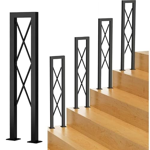 LWJSOCP Indoor Outdoor Stair Railing Black Handrails for Stairs Grab Rails for Balconies & Hallways H 65cm/25.35in Safety Banister for Apartments & Villas