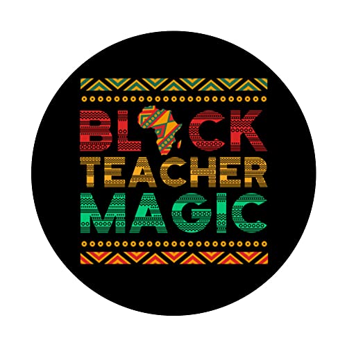 Black Teacher Magic African American Black Teacher Pride PopSockets Swappable PopGrip - Image 3