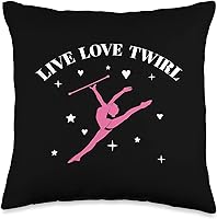 Vista 1 de Baton Twirling Gear For Majorettes Live Love Twirling Baton Twirler - Almohada de 16.0 x 16.0 in, multicolor