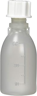 Globe Scientific 601595-12 Polypropylene Narrow Mouth Round Bottle with Polypropylene Screwcap, Graduated, 50mL Capacity (Pack of 12)