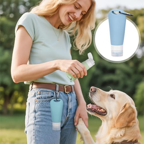 Szaboviktoria 4 Stück 90 ml Futtertube Zum Befüllen Hund Mit Karabiner Und Reagenzglasbürste, Leberwurst Hunde Tube, Hundeleberwurst Tuben, Reiseflaschen Zum Befüllen, Für Hundetraining Als Belohnung