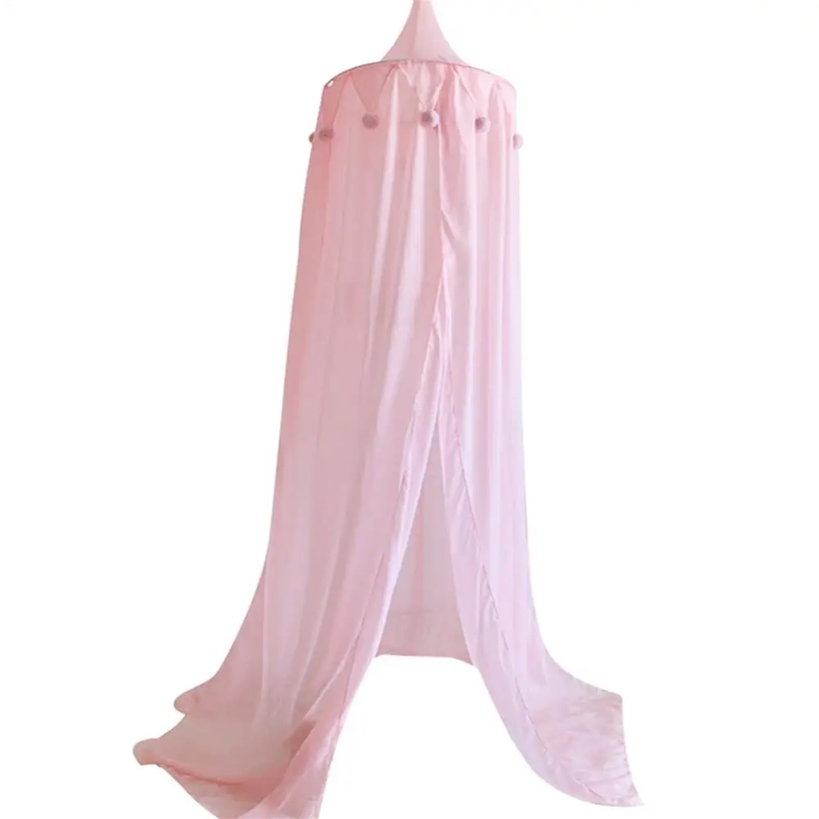 LSNNMU Bed Canopy Net Tent Round Pompom Dome Hanging Mosquito Play For Bed(Pink)