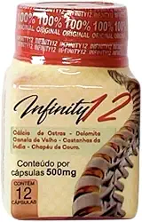 Infinity, Suplemento Natural para Dores Articulares e Musculares, 12 Cápsulas de 500mg, com Cálcio de Ostras e Dolomita