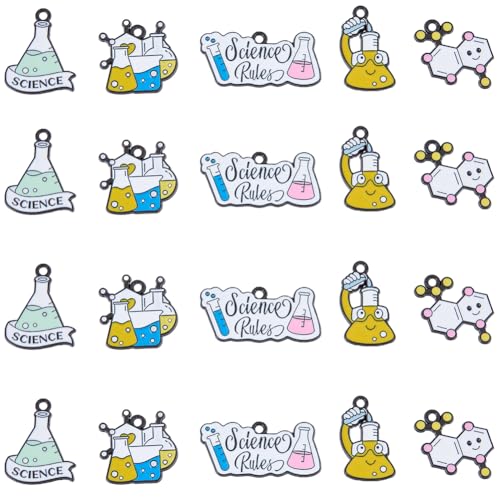 Breloques scientifiques dessin animé en alliage émaillé pour pendentif DIY