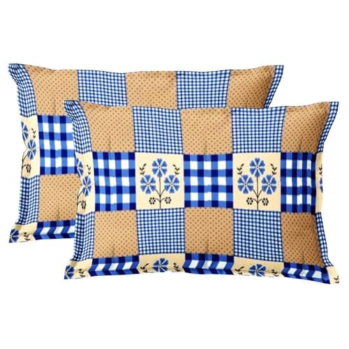 Image of CAPSICUM Glaze Cotton 95 GSM Single Bedsheet Set with 1 Pillow Cover - D4057 Portion Blue Floral Design for a Stylish Bedroom Makeover