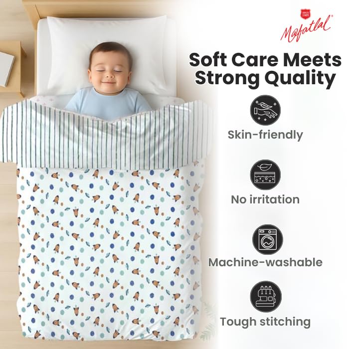 Image of Mafatlal Coo Coo Kids Single Dohar | 90x60 Inch | Mulmul Cotton (Muslin) | Cartoon Print for Boys & Girls | Lightweight & Breathable Summer AC Blanket | Ultra-Soft & Skin-Friendly | Pack of 1
