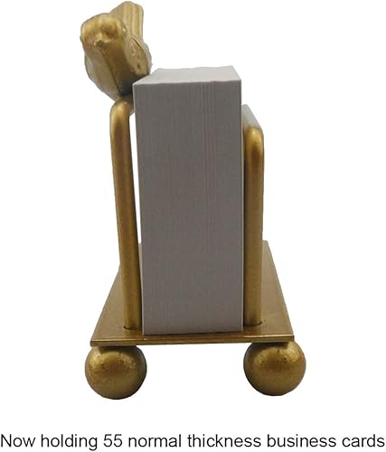 Miniatura 5 de Enyuwlcm Tarjetero de escritorio de metal para escritorio, soporte decorativo de exhibición de tarjetas de visita para encimera, diseño de pájaros,