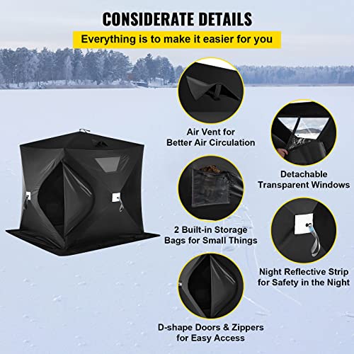 Happybuy 2-3 Person Ice Fishing Shelter, Pop-Up Portable Insulated Ice Fishing Tent, Waterproof Oxford Fabric #TOP4