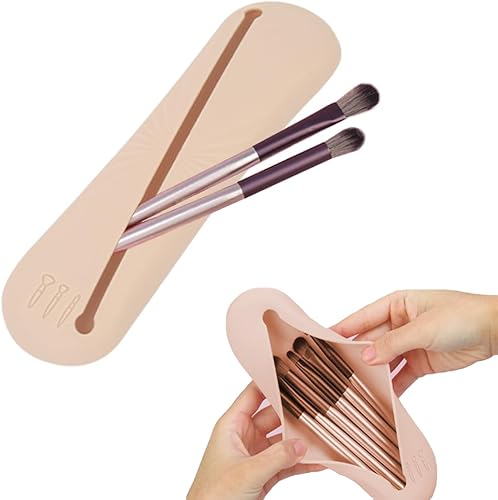 Soporte para brochas de maquillaje de viaje, bolsa de maquillaje, organizador de maquillaje, soporte de cepillo de silicona, artículos de tocador de
