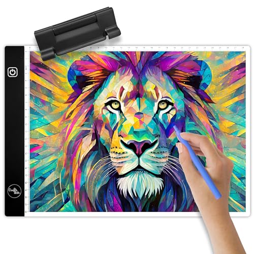 Crafts&Co® Mesa de Luz A4 para Calcar Dibujos | Mesa de Luz Ultra Fina con Brillo Ajustable LED y Cable USB | Light Pad para Diamond Painting, Tatoo y Dibujos | Negro
