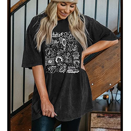 Gliglittr Women's Reputation Graphic Oversized T Shirt Country Music Track List Short Sleeve Tee Music Concert Fans Gift Top(Charcoal Black,Large) #TOP1