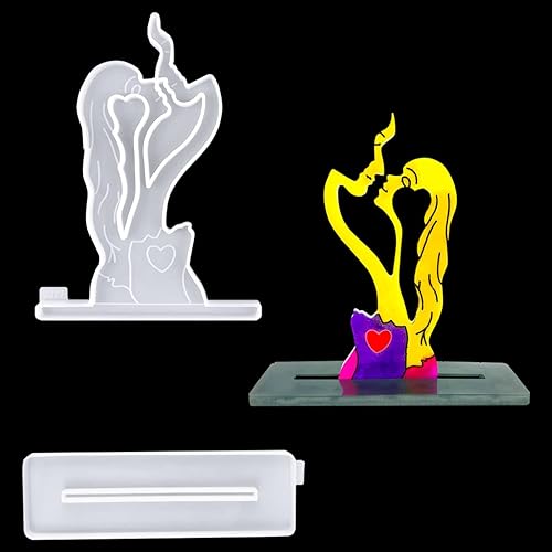 Voyyphixa Molde de resina para esculturas de pareja, kit de molde de silicona de estatua abstracta, molde de fundición epoxi para amantes del beso