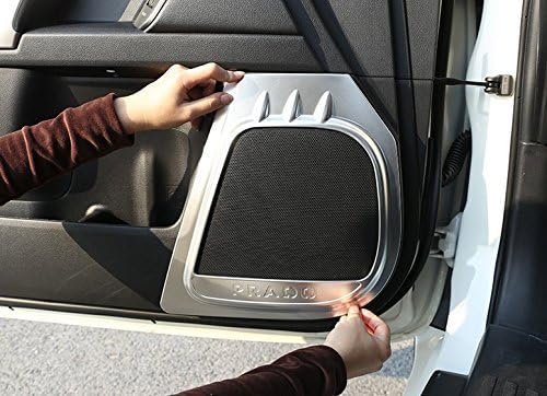 Hemeray ABS Car Door Audio Speaker Decorative Cover Trim for Toyota Prado FJ150 2018 4pcs (Matte Silver)