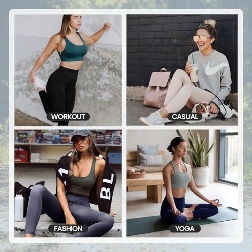 Image of TNNZEET High Waisted Leggings for Women - No See Through Tummy Control Cycling Workout Yoga Pants with Pockets Reg & Plus