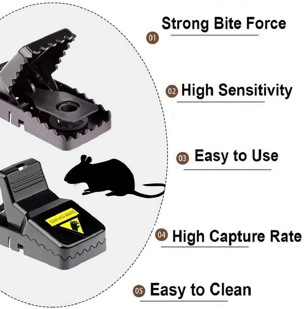 Trampas para Ratas Grandes Reutilizables De Alta Resistencia. Cepos Ratas Grandes Potente Y Eficaz Lavable para Interiores Y Exteriores. (6 Trampas Ratones Pequeñas)
