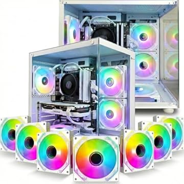 Kit Gabinete Gamer Aquário Branco GB1797 Vidro Temperado Frontal Lateral Micro ATX + 07 fans RGB Gerenciáveis FC1397