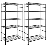 Sakugi Storage Racks - 2 Pack, 5-Tier Freestanding Steel Shelving Units with Reinforced Frame, Adjustable Garage Organization Shelves for Warehouse, Basement, Workshop, 33.5" x 12.6" x 72", Black
