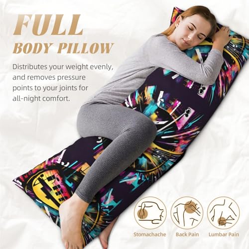 Housse de coussin de corps graffiti musical taie longue 50x150 cm