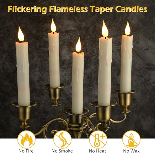 Image of 48 Pcs 6.5 /7.5 /8.8 /10 Inch Ivory Flameless Taper Candles LED Candle Sticks Battery Operated Flickering LED Candlestick Window Plastic Candle for Wedding Halloween Christmas Decor(No Battery)