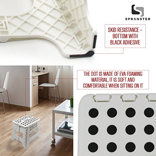 Spranster Super Strong Folding Step Stool - 11" - Sturdy Enough To Hold 300 Lb - Lightweight Foldable Step Stool For Adults And Kids - Opens With One Flip - Great For Kitchen, Bathroom And Bedroom #TOP3