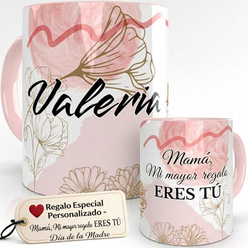 Taza Personalizada Nombre Mujer Regalo Original San Valentin Enamorados Diseño Exclusivo Minimalista Café Té Apta Microondas Regalos Elegantes Familiares Desayuno Rosa
