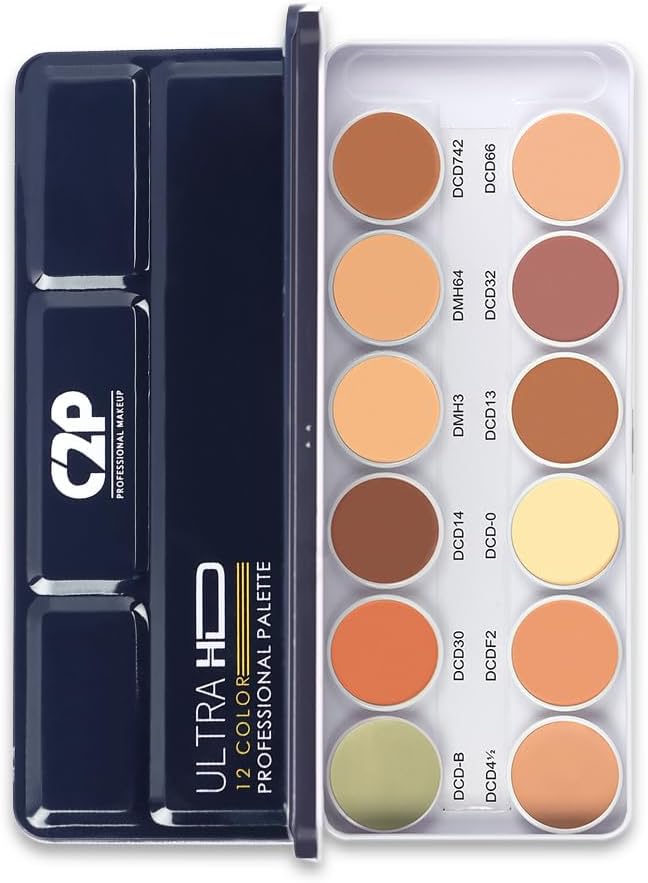 C2P Pro Original Dermashield Must Have 12-in-1 Concealer Color Corrector Palette | Cream-Based Foundation & Contour | Neutralizes Redness, Dark Circles & Blemishes | High Coverage, Ideal for Oily Skin | 42g