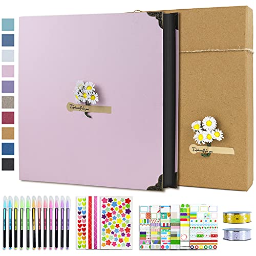 Vienrose Album de Fotos 10x15 Scrapbook con Espiral (60 Páginas Negra) Pegar y Escribir DIY Scrapbooking Álbum de Recortes para Familia Bebé, Aniversario Bodas, Vacaciones, 30x30 cm Cover