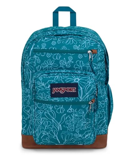 Image of JanSport Cool Backpack with 15-inch Laptop Sleeve, Large Computer Bag Rucksack with 2 Compartments, Ergonomic Straps, Delightful Daisies Green