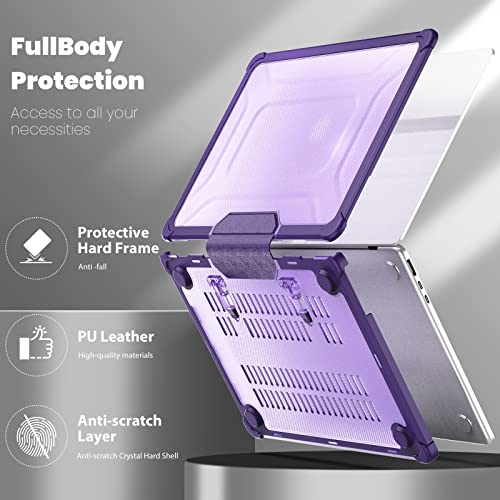 Funda MacBook Air M2 A2681 que evita arañazos carcasa robusta morada con soporte 4