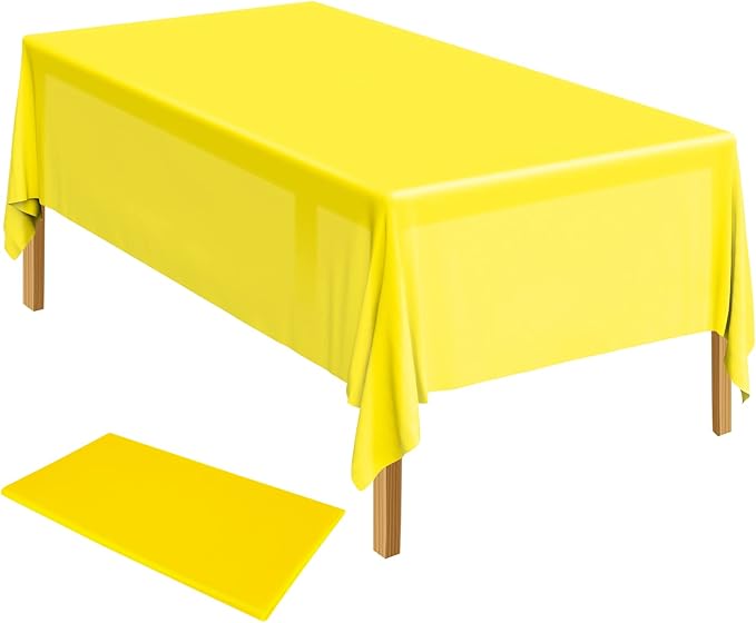 ELECLAND Yellow Plastic Table Cover 137 x 274 cm Yellow Plastic