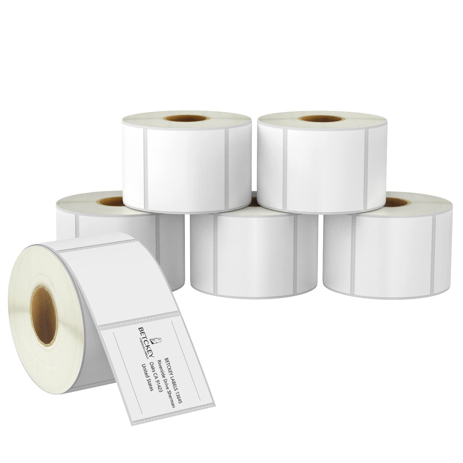 BETCKEY - 51mm x 38mm(2 in x 1,5 in) Perforadas Etiquetas Térmicas para Código de Barras y Dirección Compatible con impresoras Zebra y otras [6 Rollen/6000 Etiquetas]