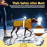 Weesiber Hunderegenmantel, Reflektierender Hund Regenmantel mit Leinenloch, wasserdichte Regenjacke Hunde Verstellbarer Hundeponcho Mit Kapuze (M, Gelb)