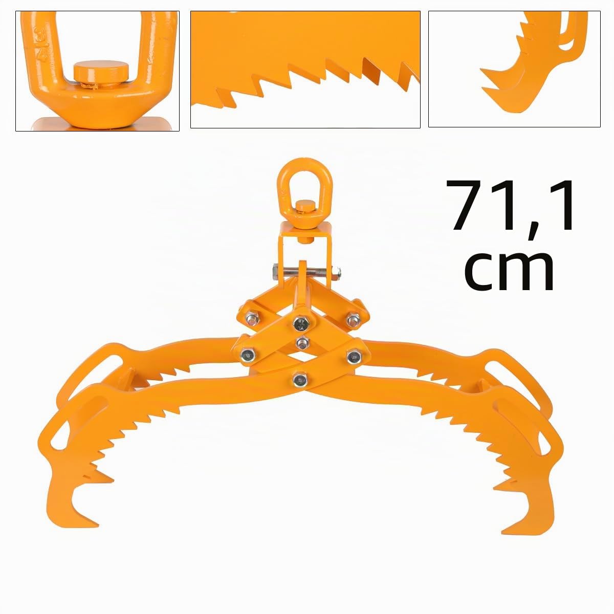 Pince Forestière pour Troncs d'Arbres jusqu'à 720 mm (3-28") - Pince à Dos, de Chargement, de Levage et de Rangement pour Bois - 1500 kg avec 4 Mandrins de Serrage