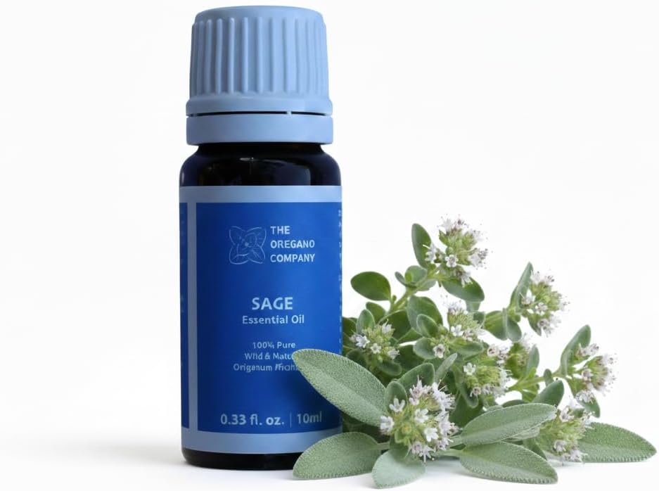 Sage Oil 0.33 fl.oz 10 ml, 100% Pure Wild Natural Salvia Officinalis Essential Oil