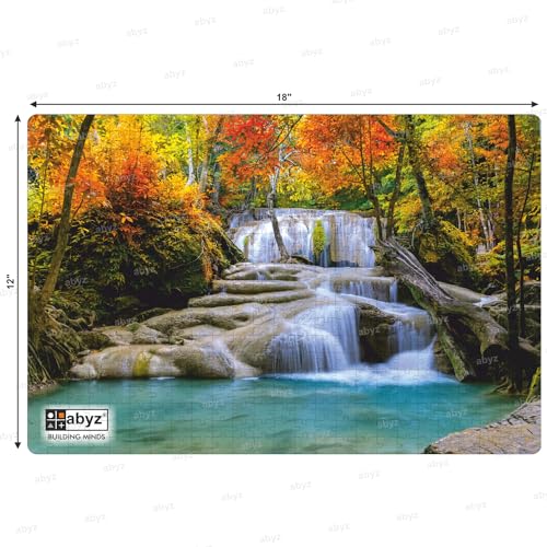 Image of ABYZ Wooden Jigsaw Majestic Waterfall in a National Park Forest Puzzle with 500-Pieces Play and Learn Educational Puzzle for Kids and Children Aged 7+ & Adults Toy Improving Memory & Problem Solving