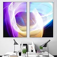 2 Piece Framed Canvas Wall Art Colorful Art Lights Canvas Prints Home Artwork Decoration for Living Room,Bedroom - 16