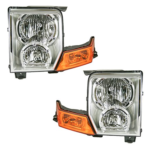 Image of TRQ Headlight Assembly Set CH2518117 CH2519117 Compatible with 2006-2010 Jeep Commander