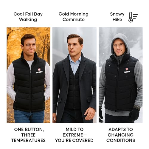 Men’s Heated Vest – Lightweight, Water-Resistant Heated Jacket with Carbon Fiber Heating, Battery Not Included3
