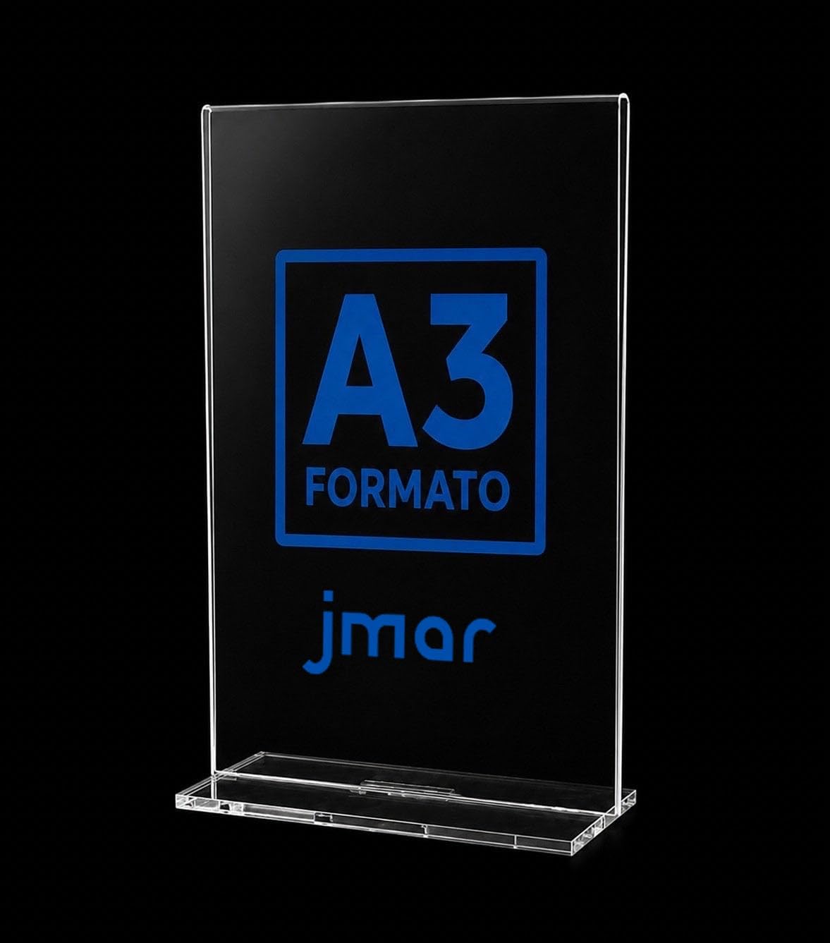 Generico Porta Menù in Acrilico Trasparente con Base Stabile – Espositore da Tavolo Verticale, Porta Listini, Porta Cartello, Portafoto Plexiglass per Ristoranti, Uffici, Negozi (A3)